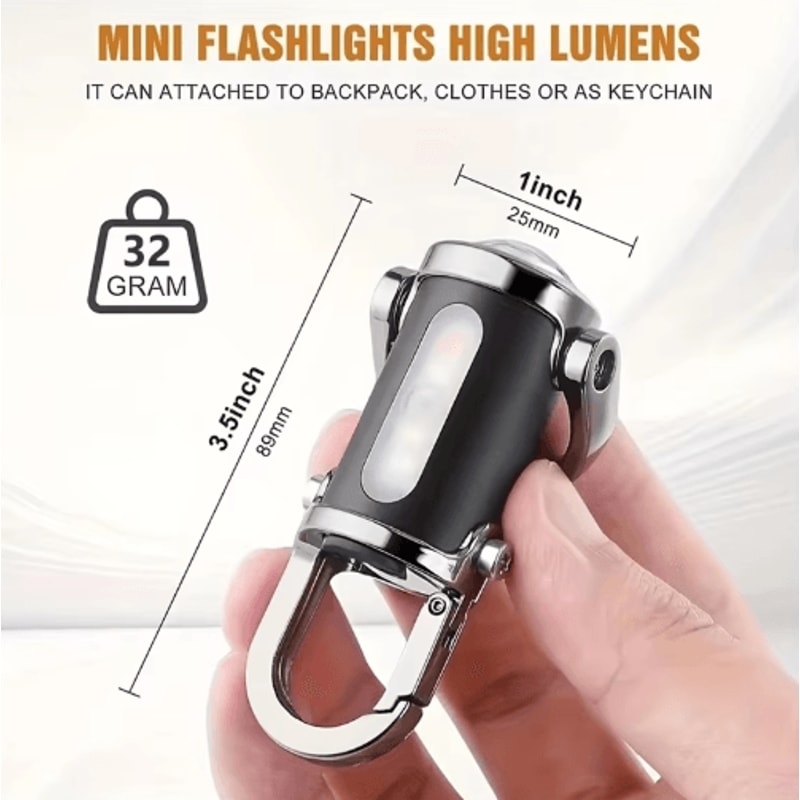 Mini COB LED Keychain Flashlight With USB Rechargeable Power Waterproof Design 4