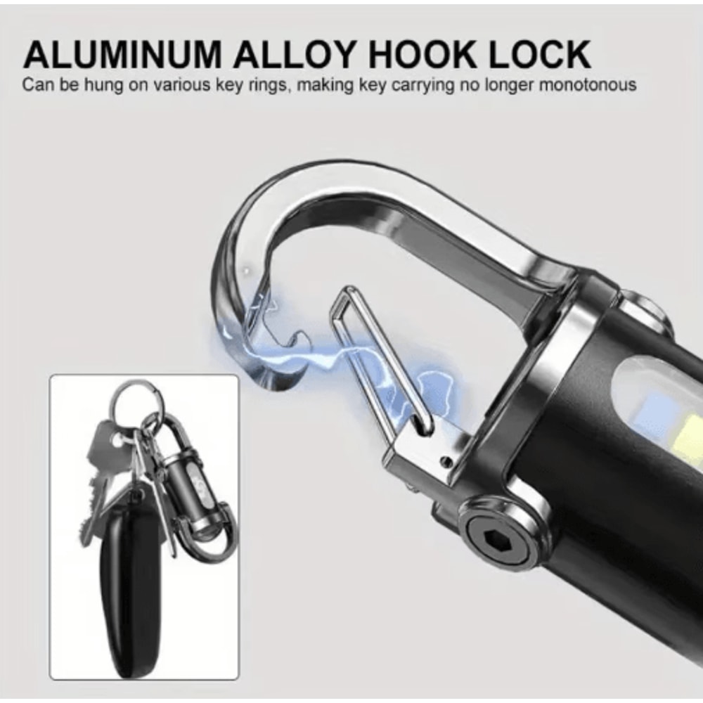 Mini COB LED Keychain Flashlight With USB Rechargeable Power Waterproof Design 6