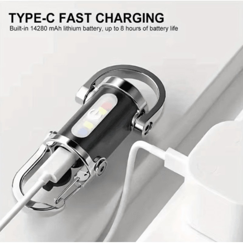 Mini COB LED Keychain Flashlight With USB Rechargeable Power Waterproof Design 8