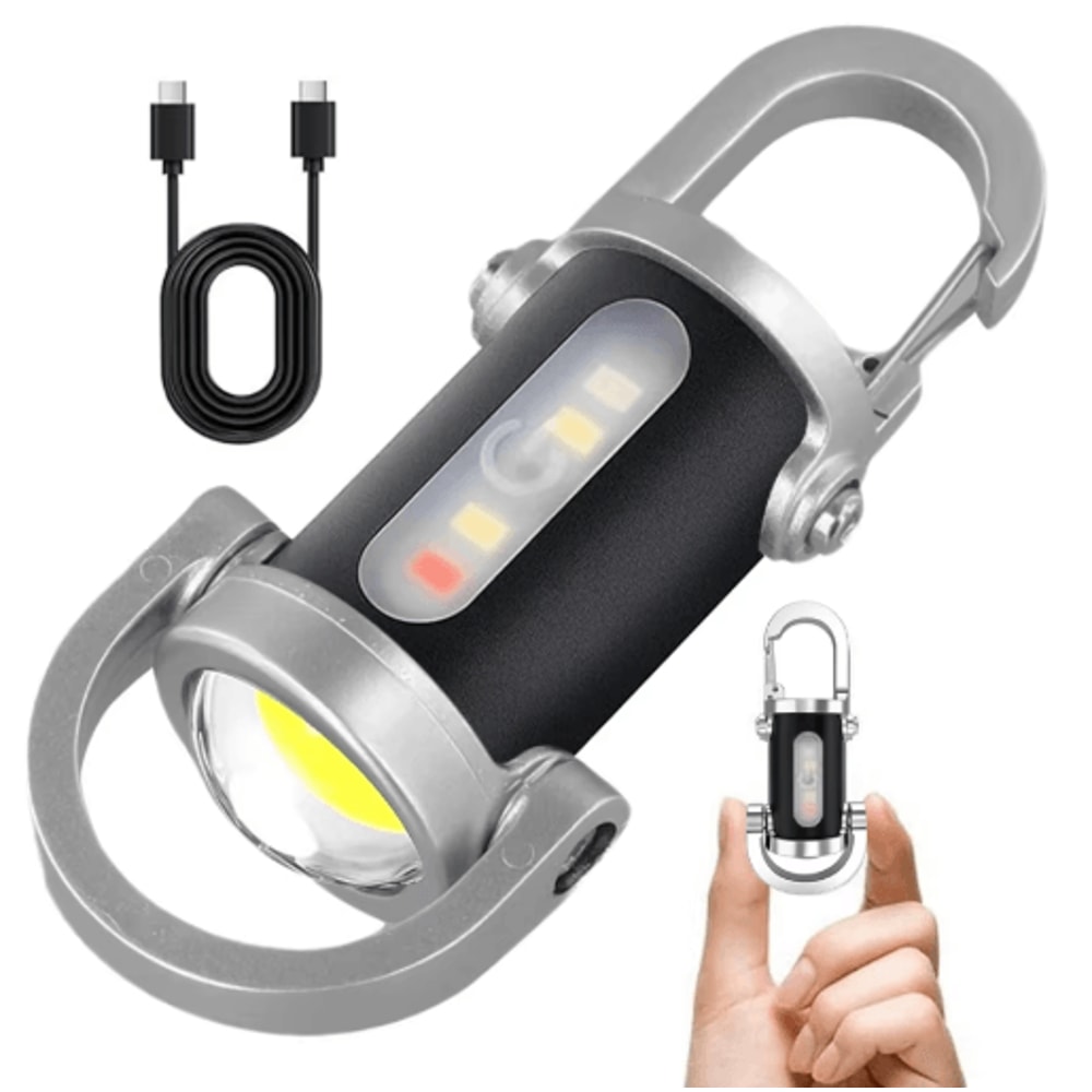 Mini COB LED Keychain Flashlight With USB Rechargeable Power Waterproof Design 0