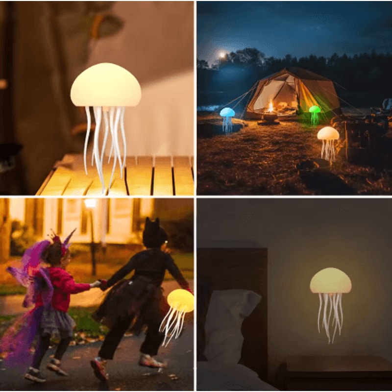 RGB Jellyfish Night Light With Remote Control Rechargeable Bedside Glow 4