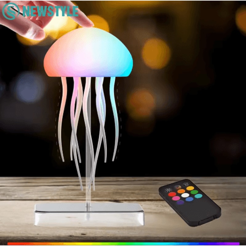 RGB Jellyfish Night Light With Remote Control Rechargeable Bedside Glow 0
