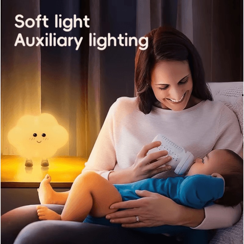 Silicone LED Cloud Star Baby Night Light For Nursery Bedside Comfort 5