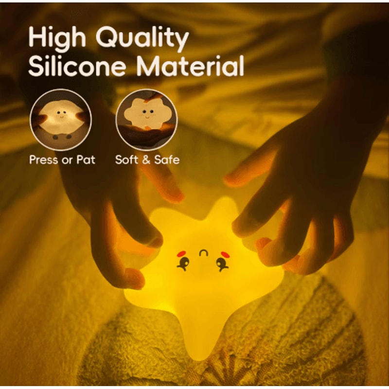 Silicone LED Cloud Star Baby Night Light For Nursery Bedside Comfort 8