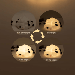 cute silicone sheep night light with dimmable glow & rechargeable design
