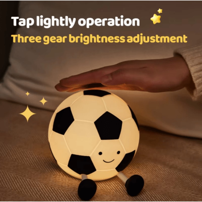 Football Silicone Night Light With Dimmable Glow Rechargeable Bedside Design 3