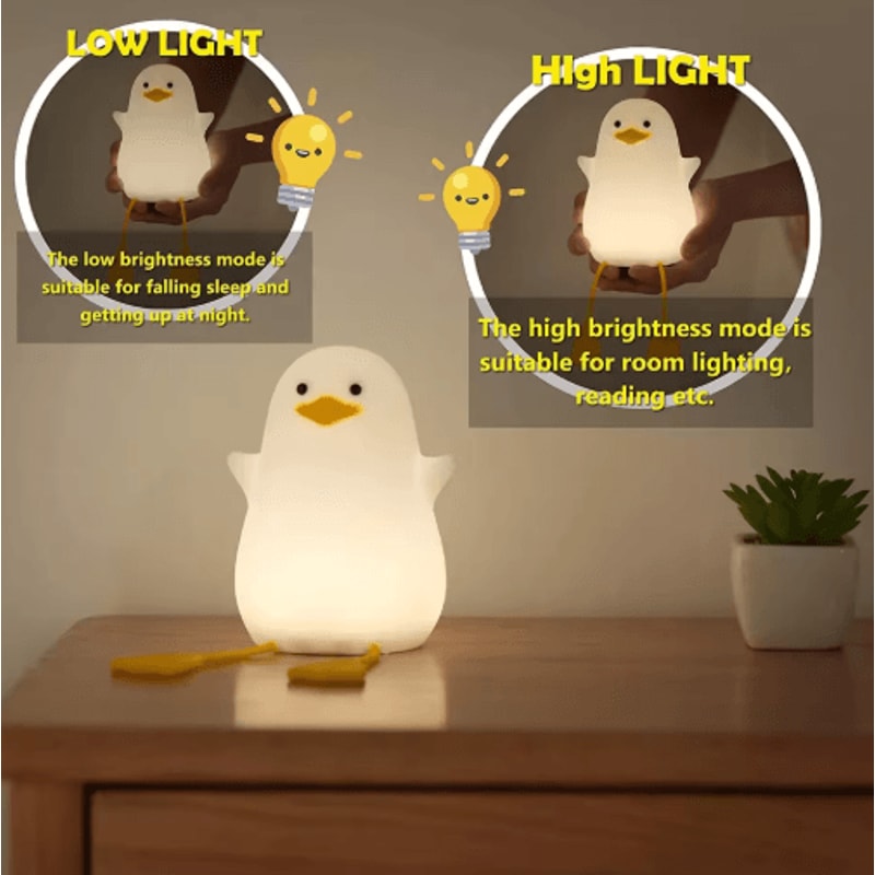 Cute Duck Silicone Night Light With Touch Pat Control USB Rechargeable Design 3