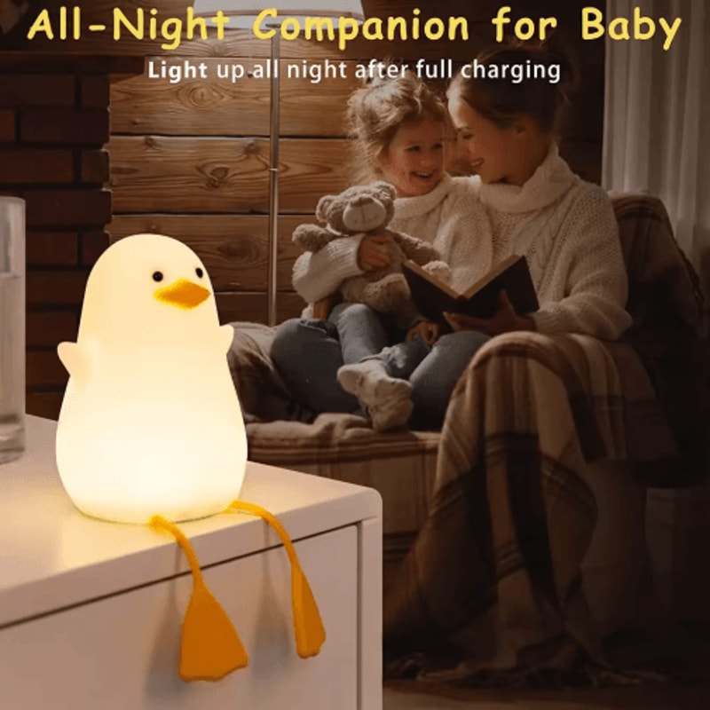 Cute Duck Silicone Night Light With Touch Pat Control USB Rechargeable Design 4