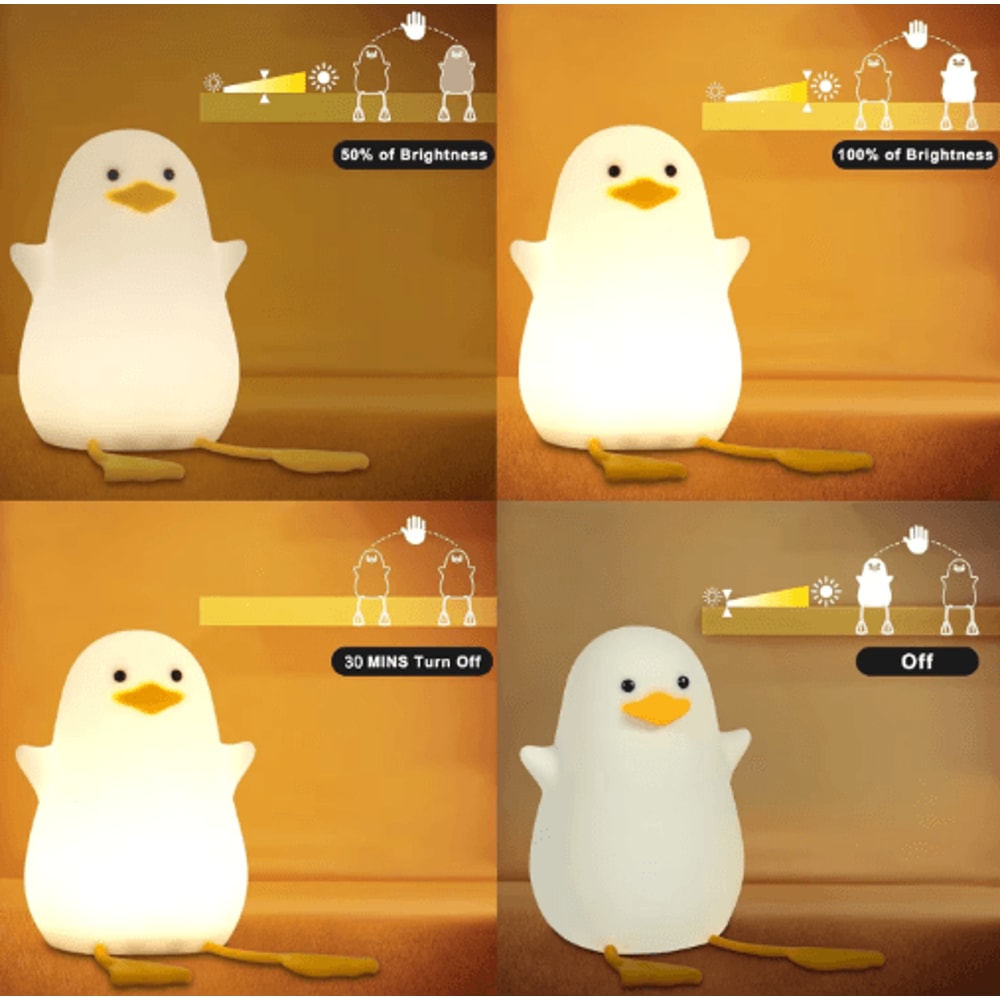 Cute Duck Silicone Night Light With Touch Pat Control USB Rechargeable Design 5