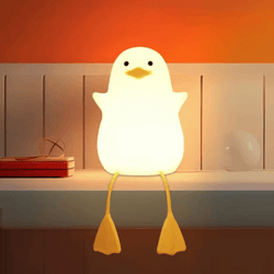 cute duck silicone night light with touch pat control & usb rechargeable design