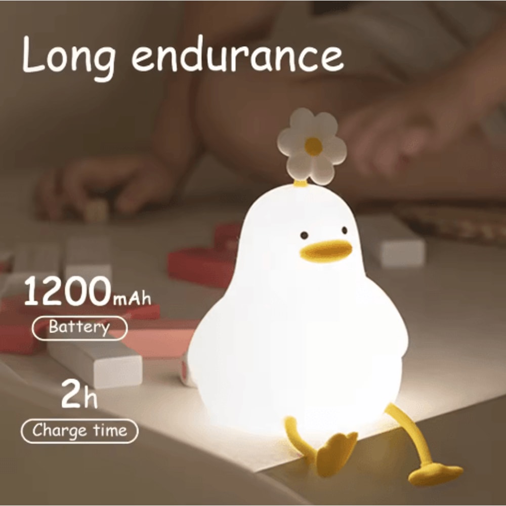 Cute Duck Silicone Touch Night Light With Timer USB Rechargeable Design 3