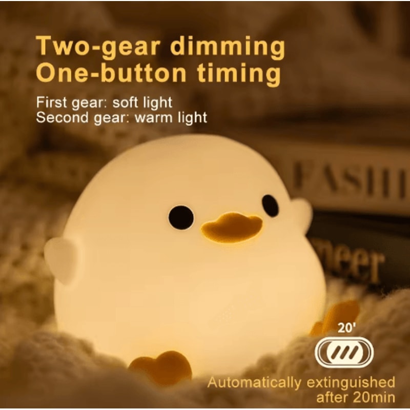 Cute Duck Silicone Touch Night Light With Timer USB Rechargeable Design 4