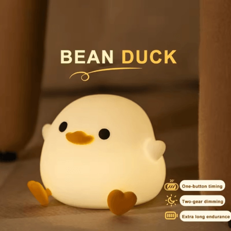 Cute Duck Silicone Touch Night Light With Timer USB Rechargeable Design 6