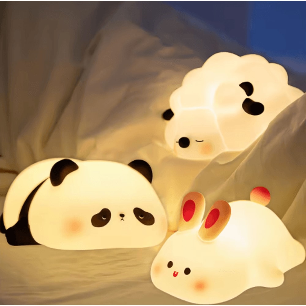 Cute Silicone Animal Night Light With USB Rechargeable Dimmable Glow 0