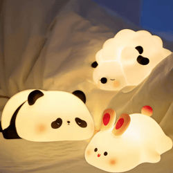 cute silicone animal night light with usb rechargeable & dimmable glow
