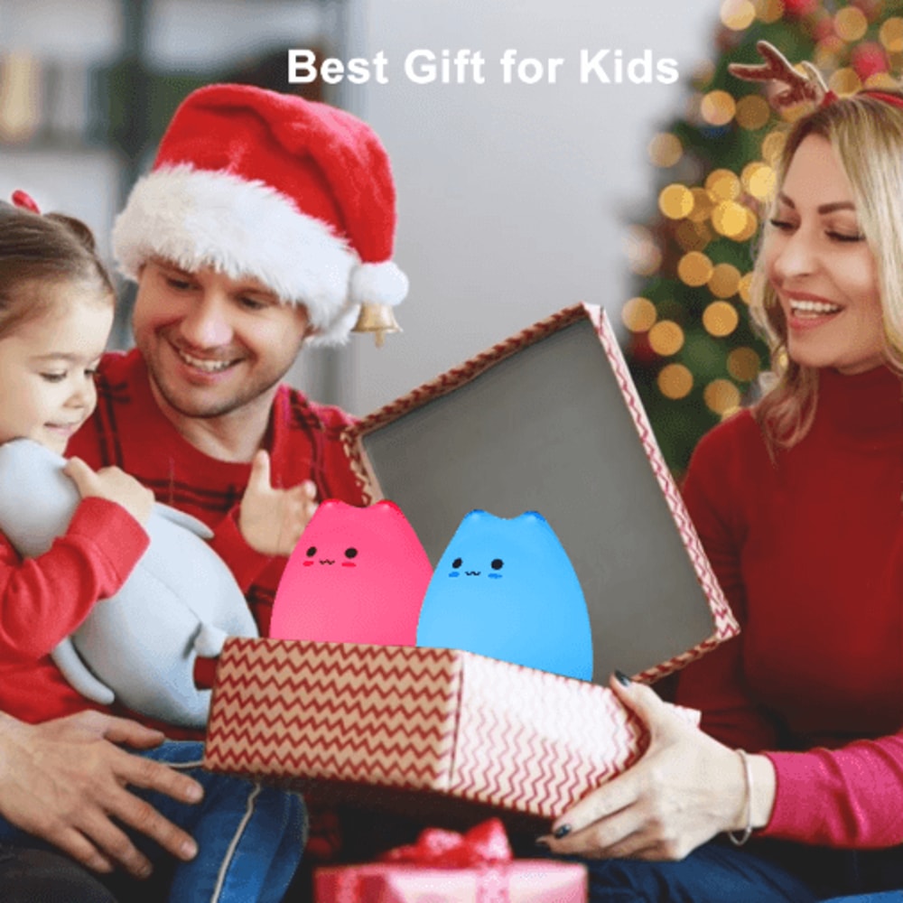 Cute Cat Night Light With Touch Control 7Color Changing Glow 4