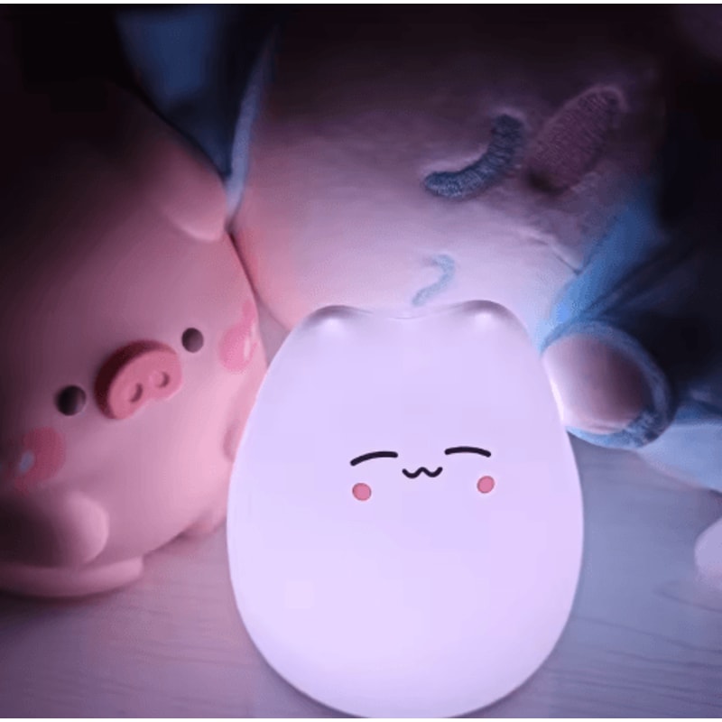 Cute Cat Night Light With Touch Control 7Color Changing Glow 6
