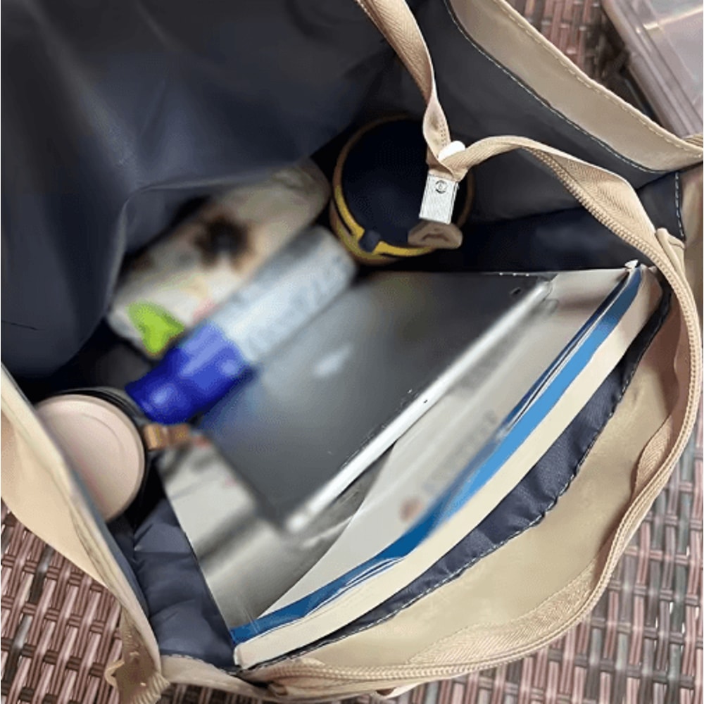 Large Capacity Nylon Tote Bag With MultiPockets Zipper Closure For School Work 6