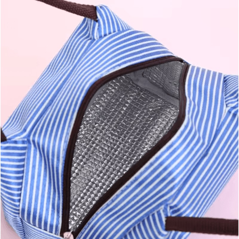 Striped Insulated Lunch Bag For Women With Thermal Cooling Stylish Tote Design 8