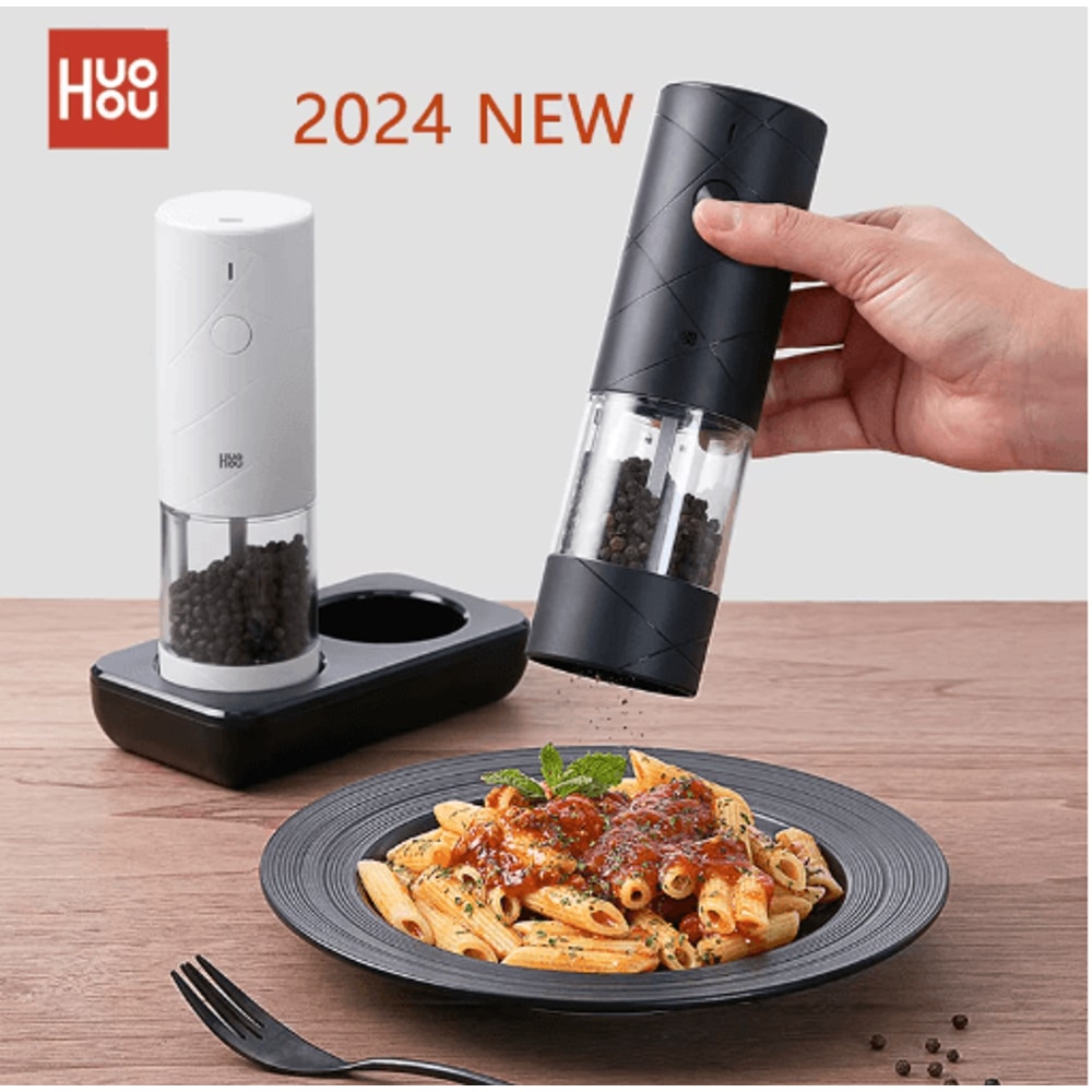 Huohou 2024 Electric Salt And Pepper Grinder Set 6Mode Electric Spice Grinder With LED Light 2pcs 0