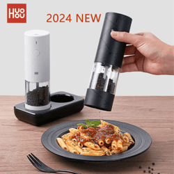 huohou 2024 electric salt and pepper grinder set – 6-mode electric spice grinder with led light (2pcs)