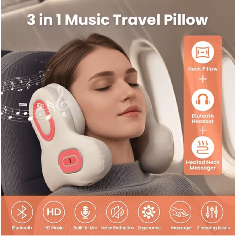 SmartRelax Wireless Neck Massager U Shaped Neck Massage Pillow With Heat Red Light Bluetooth 6