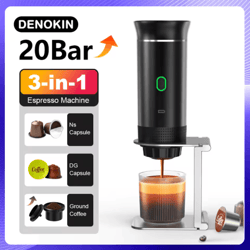 brewgo 3-in-1 portable espresso machine wireless travel coffee maker for car camping & home