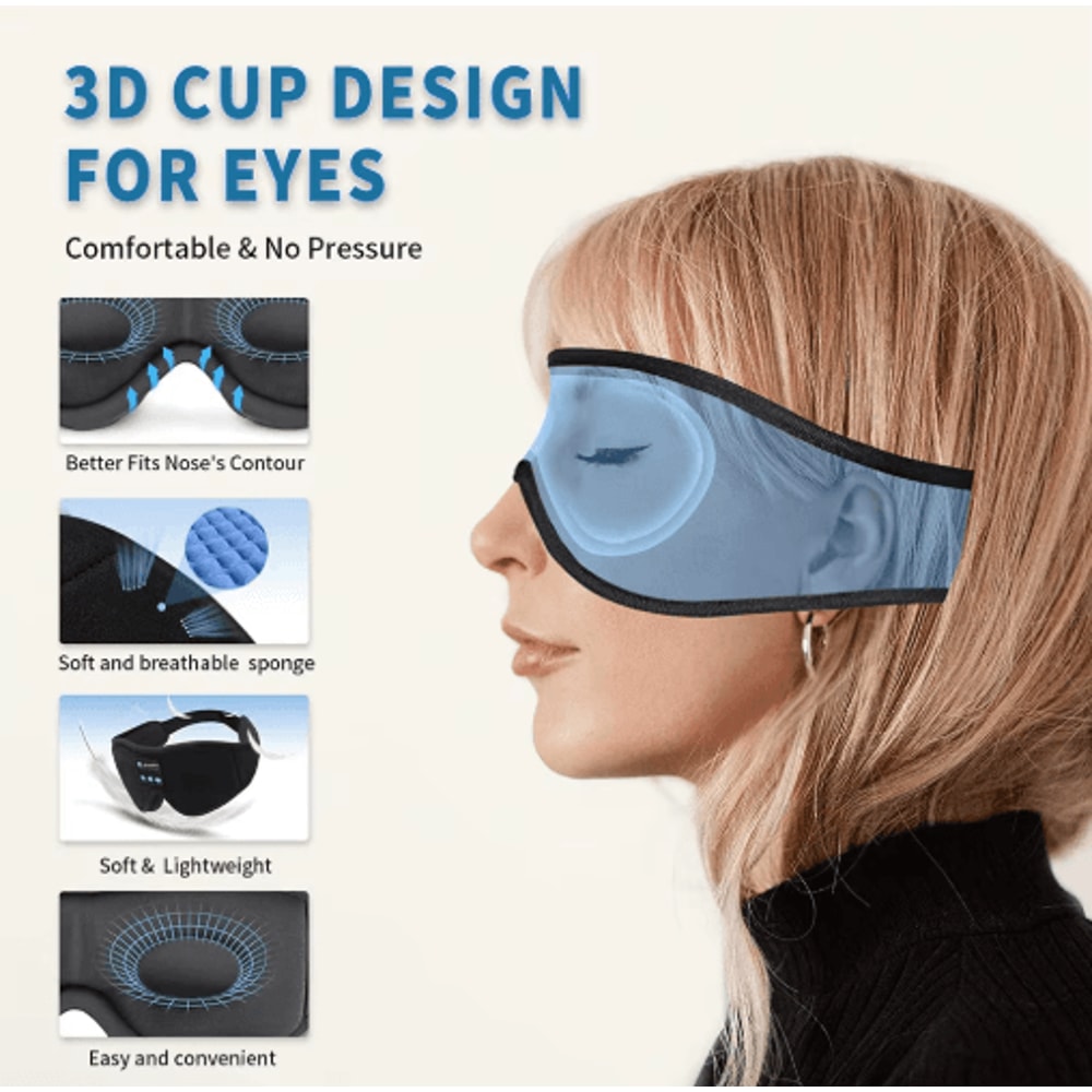 SleepWave Bluetooth Sleep Mask Headphones 3D Wireless Eye Mask With Speakers For Music Deep Rest 8