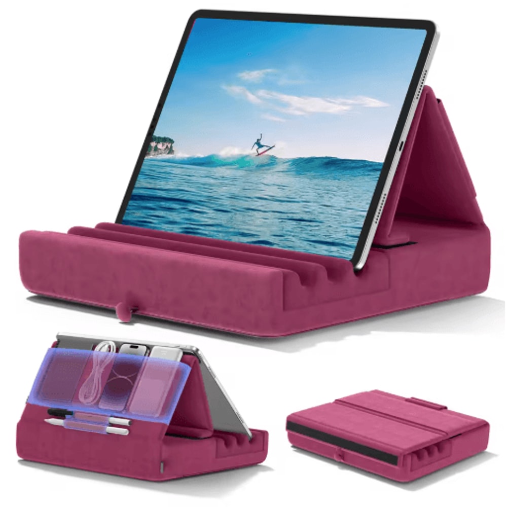 KDD FlexComfort Tablet Pillow Stand Adjustable IPad Stand For Bed With Pocket Stylus Holder 1