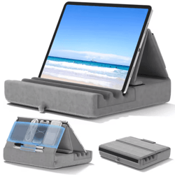 kdd flexcomfort tablet pillow stand – adjustable ipad stand for bed with pocket & stylus holder