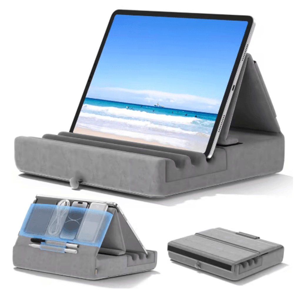 KDD FlexComfort Tablet Pillow Stand Adjustable IPad Stand For Bed With Pocket Stylus Holder 2