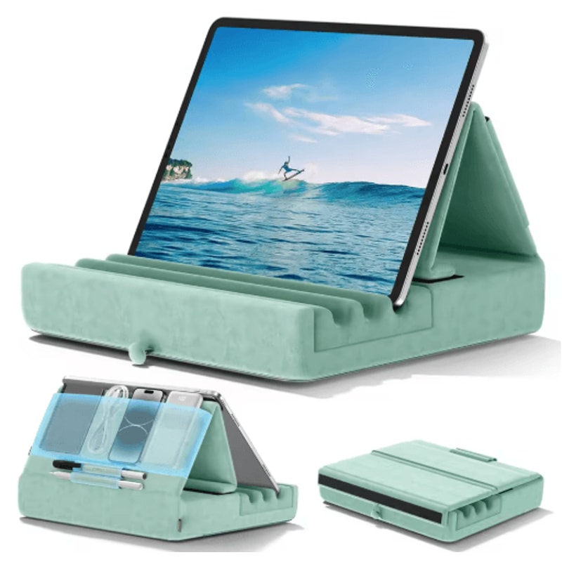 KDD FlexComfort Tablet Pillow Stand Adjustable IPad Stand For Bed With Pocket Stylus Holder 4
