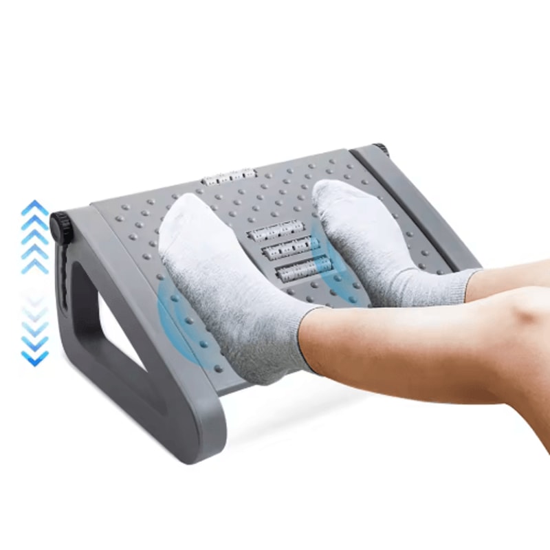ErgoEase Under Desk Footrest Adjustable Ergonomic Foot Stool With Massage Rollers 3