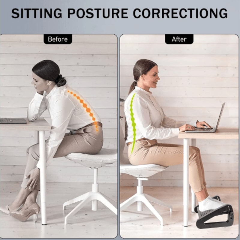 ErgoEase Under Desk Footrest Adjustable Ergonomic Foot Stool With Massage Rollers 5