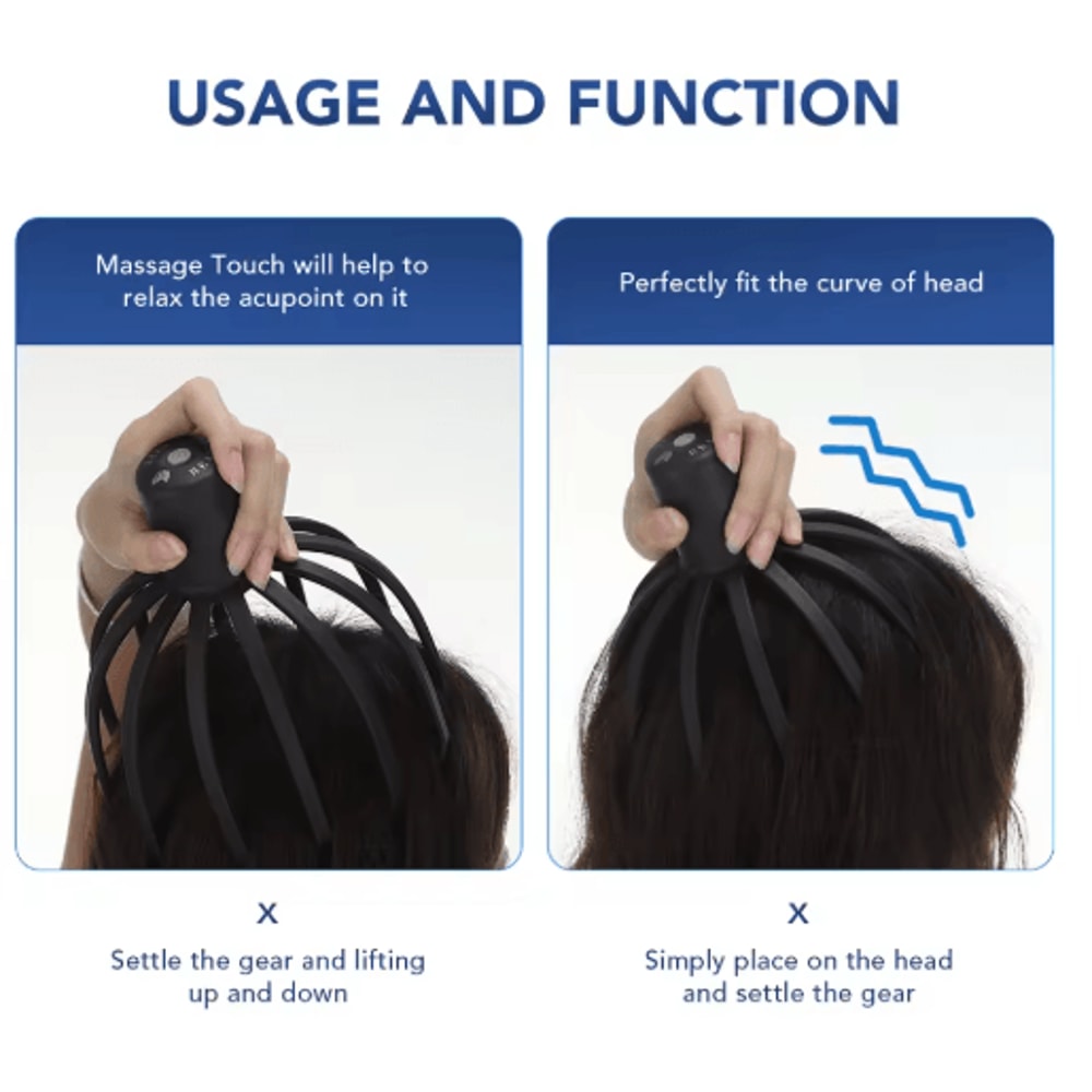 Electric Scalp Massager With 12 Claw Nodes USB Rechargeable Head Massager For Stress Relief Hair 4