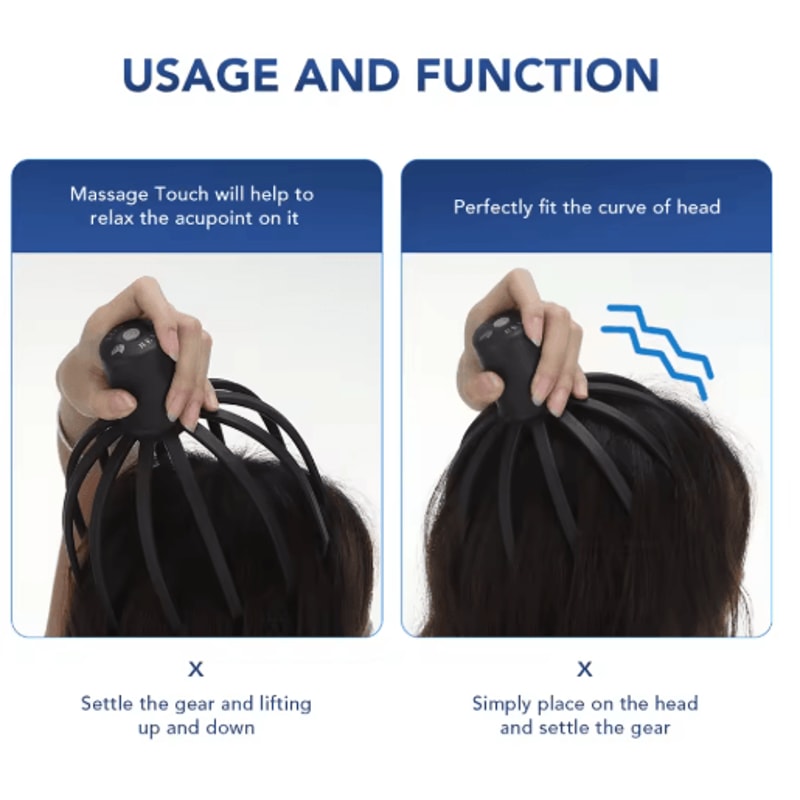 Electric Scalp Massager With 12 Claw Nodes USB Rechargeable Head Massager For Stress Relief Hair 4