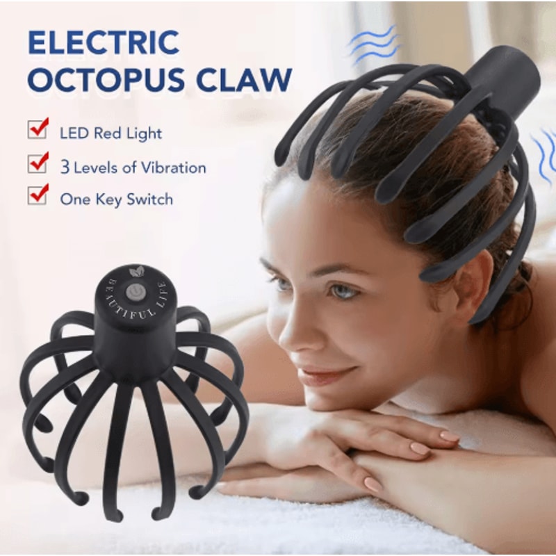 Electric Scalp Massager With 12 Claw Nodes USB Rechargeable Head Massager For Stress Relief Hair 6