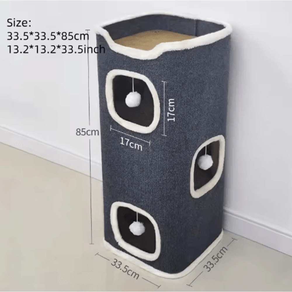 3Tier Cozy Cat Cave Bed With Hanging Toy Warm Cat Bed Hideaway For Play Rest 1