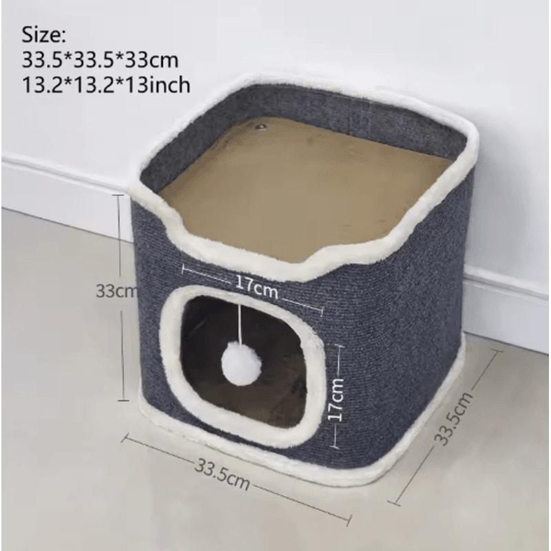3Tier Cozy Cat Cave Bed With Hanging Toy Warm Cat Bed Hideaway For Play Rest 3