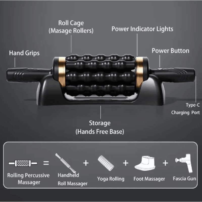 Handheld Percussive Muscle Roller Massager Deep Tissue Muscle Massager For Full Body Relief 2
