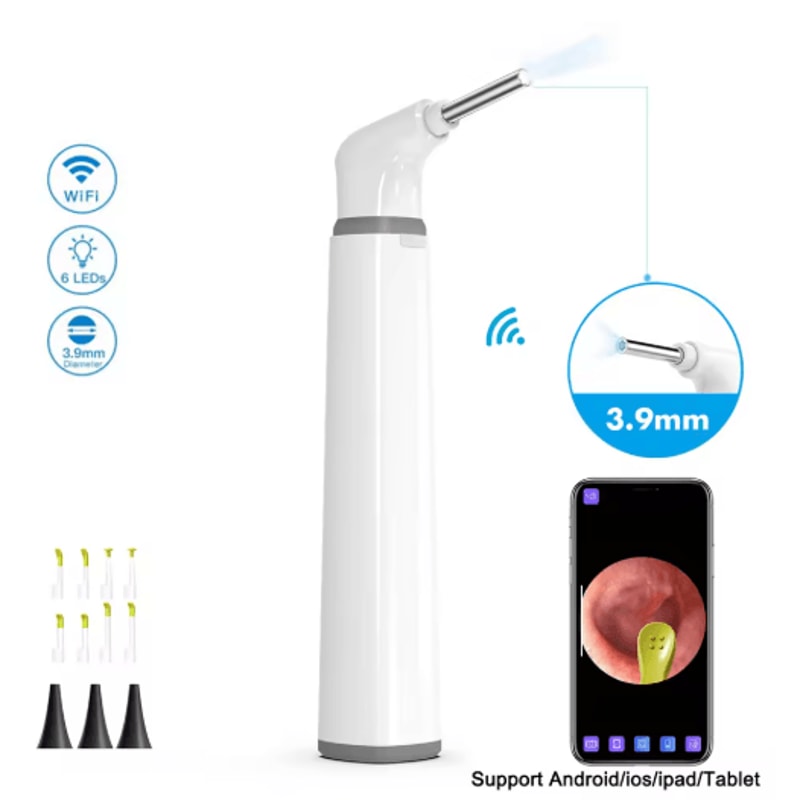 Wireless HD Ear Camera Otoscope 39mm Smart Ear Cleaning Camera With WiFi LED Lights 0
