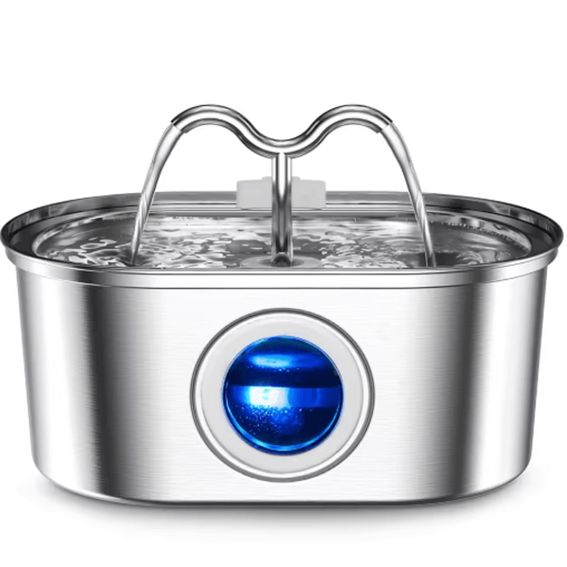 32L Stainless Steel Pet Water Fountain With LED UltraQuiet Cat Water Fountain For Fresh Clean Hydr 3