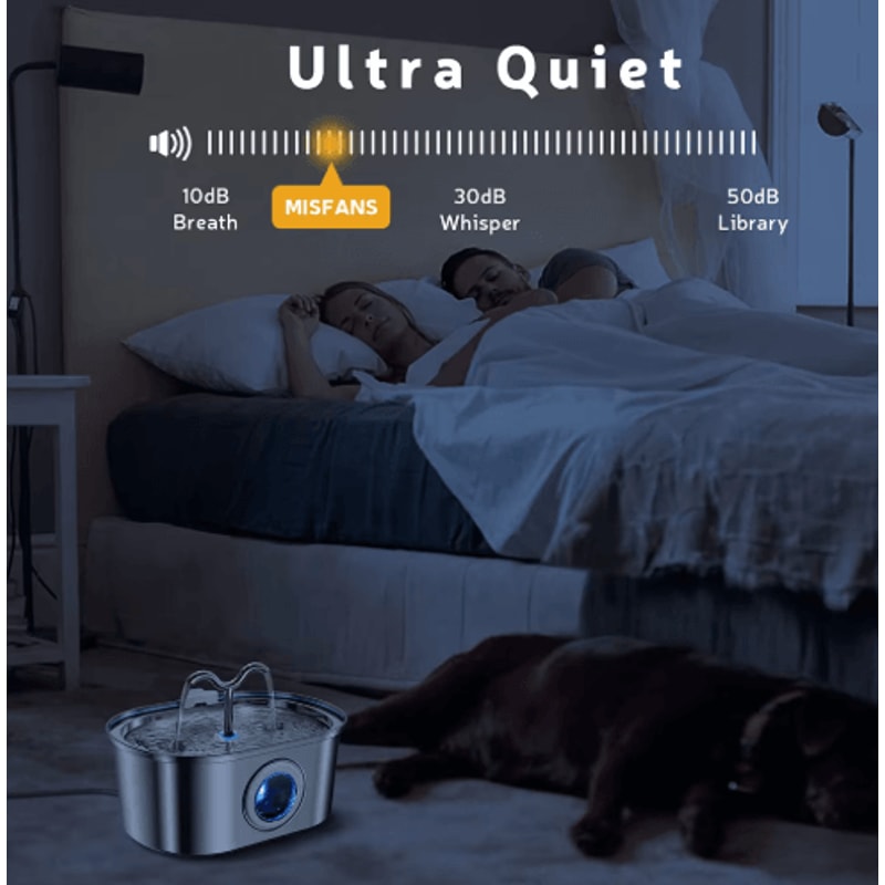 32L Stainless Steel Pet Water Fountain With LED UltraQuiet Cat Water Fountain For Fresh Clean Hydr 4