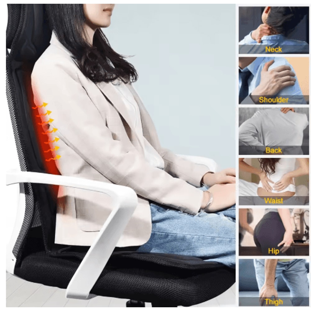 Heated Massage Chair Pad Full Body Massage Seat Cushion For Neck Back Lumbar Relief 2