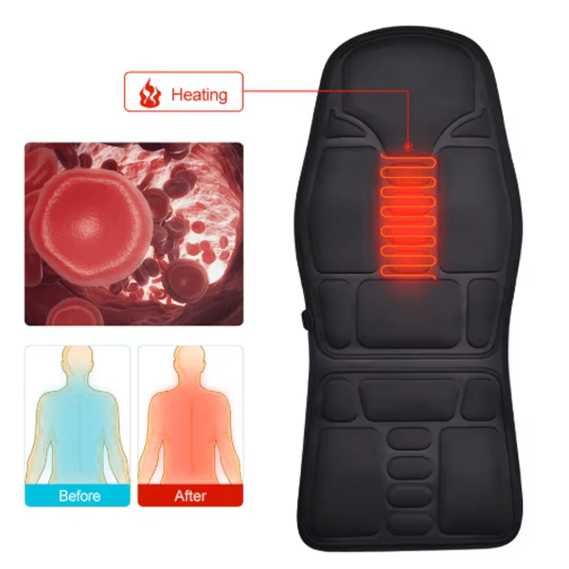 Heated Massage Chair Pad Full Body Massage Seat Cushion For Neck Back Lumbar Relief 4
