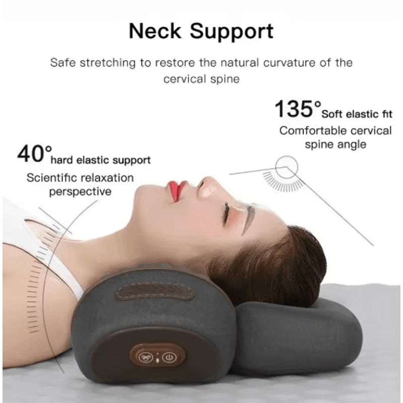 Electric Neck Traction Pillow Massager With Heat Ergonomic Neck Massager Pillow For Cervical Relie 0