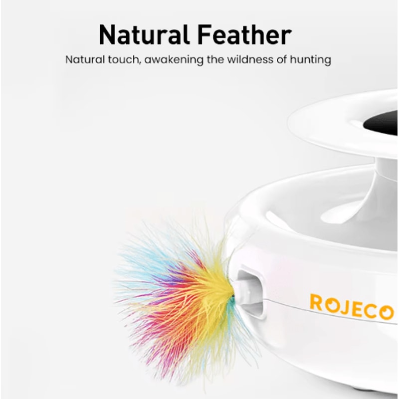 ROJECO 2in1 Interactive Cat Toy Set Smart Automatic Cat Toy With Feather Rolling Ball 2