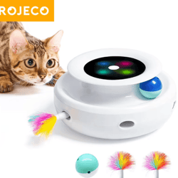 rojeco 2-in-1 interactive cat toy set – smart automatic cat toy with feather & rolling ball