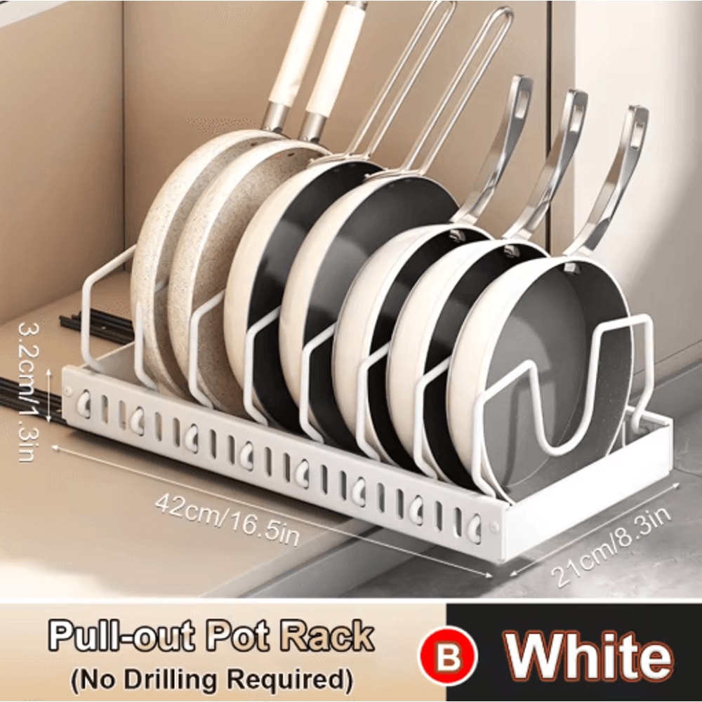 PullOut Pots Pans Organizer Drawer With Dividers Space Saving Pot Lid Organizer For Cabinets 5
