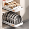 PullOut Pots Pans Organizer Drawer With Dividers Space Saving Pot Lid Organizer For Cabinets 0